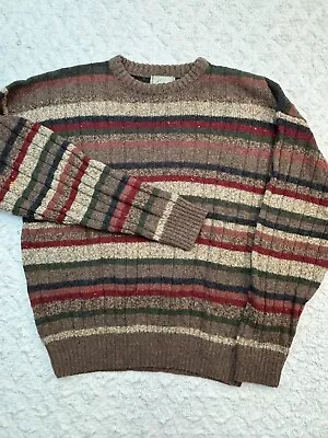 Vintage Christopher Hayes Sweater Mens Large Shetland Wool Striped Nordic • $32.95