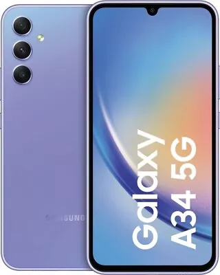 Samsung Galaxy A34 128GB Smartphone 5G 6.6'' Unlocked SIM-Free - Violet B • £189.69