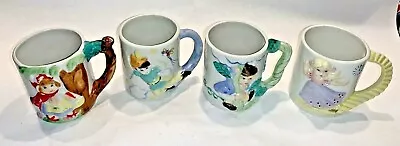 (4) Vintage JSNY Nursery Rhyme Figural Child Cocoa Mugs Hand Painted Children • $29.99