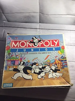 Monopoly Jr. Board Game Ages 5-8 Missing Pieces Rough Box Vintage 1990  • $9.95