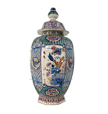 Antique Large Delft Polychrome Chinoiserie Urn 18th Century Signed NB Pottery • $1362.50