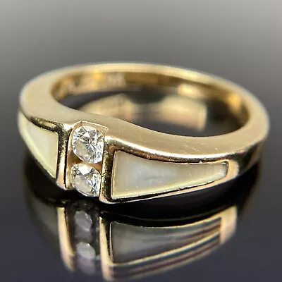 Kabana 14k Diamond & Mother Of Pearl Band Yellow Gold Ring Size 6.75 • $649