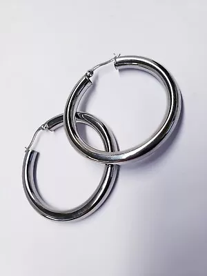 Qvc Steel By Design Oval Hoops Silver Tone • $17.42