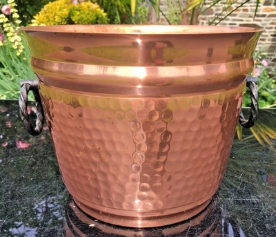 £49.99 • Buy Villedieu Copper Plant Pot Vintage Palm Pot Jardiniere Hammered French Large