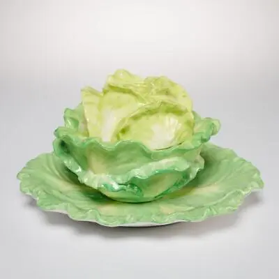Mottahedeh Green Lettuce Box Bowl W Stand Underplate Liner Chatsworth Repro • $240