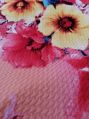 £10 • Buy Dressmaking Fabric Textured Thick Stretch Jersey 240 X 130 Cms Floral