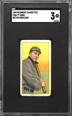 1909 T206 Piedmont Cigarettes Ty Cobb Bat On Shoulder SGC 3 • $5999