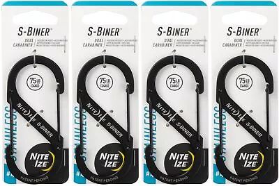 Nite Ize S-Biner Stainless Steel Dual Carabiner #4 - Black (4-Pack) • $18.80