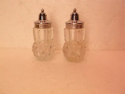 Vintage Salt & Pepper Shakers Deco Glass Chrome • $2