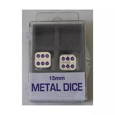 Koplow Dice Metal 15mm D6 Metal Dice W/Purple Pips (2) NM • $10