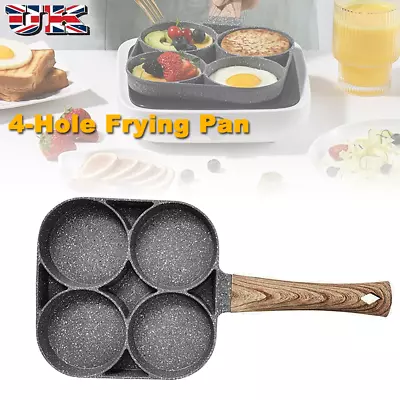 4 Cup Egg Frying Pan Non-stick Pancake Pan Aluminum Cooker For Breakfast Kitchen • £10.47