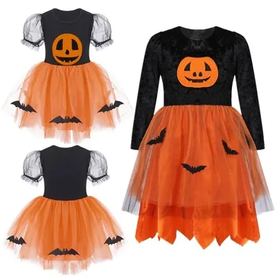 £22.99 • Buy Baby Girls Halloween Dress Pumpkin Bat Print Costume Easter Clothes Fall Outfits