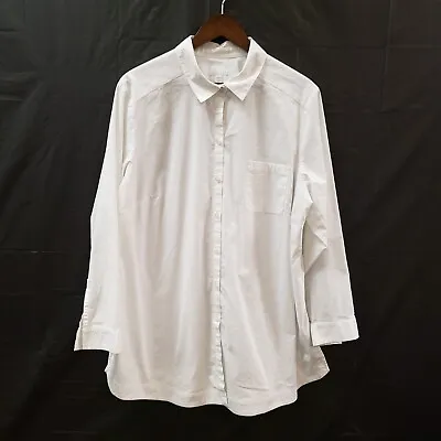 J Jill Womens White Shirt Collection Tunic Top Size 2X Long Sleeve Button Up • $29.88