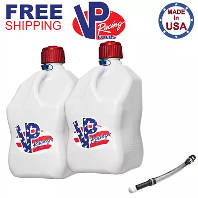 VP Racing 2 Pack Patriotic 5.5 Gallon Square Utility Jug + 1 Deluxe Fill Hose • $69.99