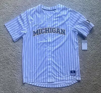 Nike Michigan Wolverines Pinstripe Full Button Replica Baseball Jersey (XL) $110 • $69.99