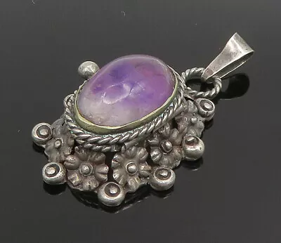 R. LUCO TAXCO 925 Silver - Vintage Amethyst Pill Box Pendant (OPENS) - PT20888 • £74.43