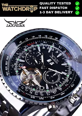 Mens Wristwatches Mechanical Automatic Chronograph Steel Luminous Business Watch • £34.99