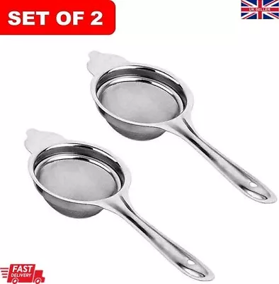 2x Tea Strainer Stainless Steel Mesh Loose Leaf Fine Filter Sieve Infuser Multi • £3.49