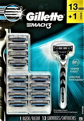 *GILLETTE Mach3 Men's Razor Handle + 13 Blade Refills - NEW SEALED* • $29.98