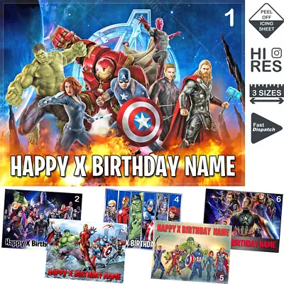 Marvel Avengers Cake Topper Birthday Personalised Edible Icing Sizes Inc Costco • £15.97