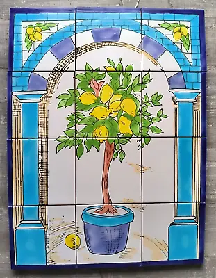 Handpainted Tiles On Box Tile Image Lemons Mosaic Tiles 45x60 Mural Wallpaper • $43.18