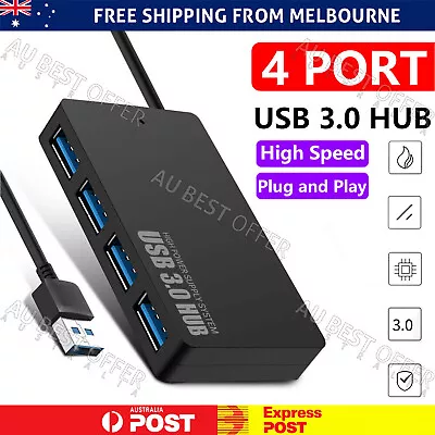 $6.96 • Buy Multi USB 3.0 Hub 4 Port High Speed Slim Compact Expansion Smart Splitter AU