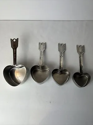 Heart & Arrow Shaped 4 Pc Measuring Cups Set ~ Stainless Steel Endurance Brand • $29.75