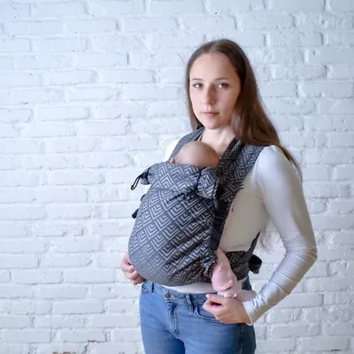 Organic Cotton Mei Tai Baby Carrier Gray Geometry. Newborn Infant And Toddler • $72