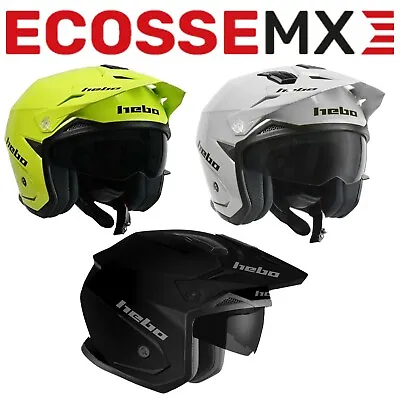 HEBO ZONE 5 Mono Trials Helmet With Visor - Various Sizes Black/White/Lime • $118.14