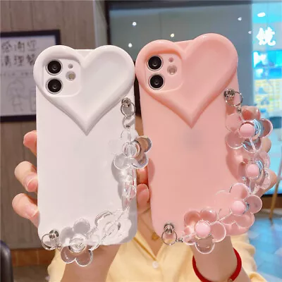 For IPhone 13 Pro Max 12 11 XS XR 8 7 Girl Cute Shockproof Love Heart Strap Case • $14.90