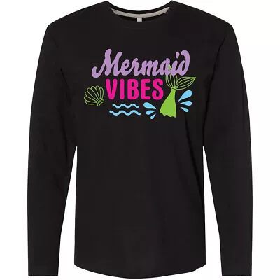 Inktastic Mermaid Vibes With Tail And Seashell Long Sleeve T-Shirt Ocean Beach • $19.99