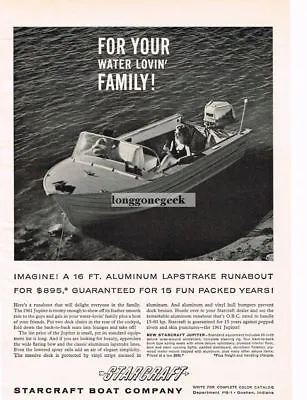 1961 STARCRAFT Jupiter 16' Lapstrake Runabout Boat Vintage Print Ad • $8.95