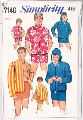 Simplicity Sewing Pattern 7146 Swim Shorts + Jacket Mens L 42-44  Vintage 1960s • £12.99