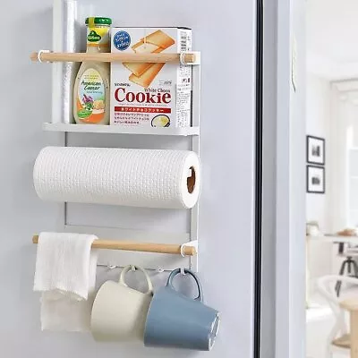 Magnetic Kitchen Spice Rack Organizer Shelf Fridge Rack With Paper Towel Holder • £37.16