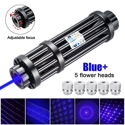 5 Watt Blue Burning Laser Pointer  Visible Light Beam & 5 Head Caps • $28.99