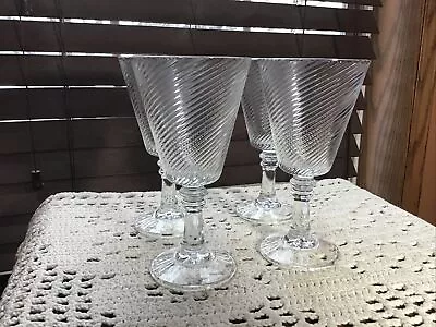 4 Made In Italy Spiral 6 1/4” Vintage Goblets Glasses • $16.19