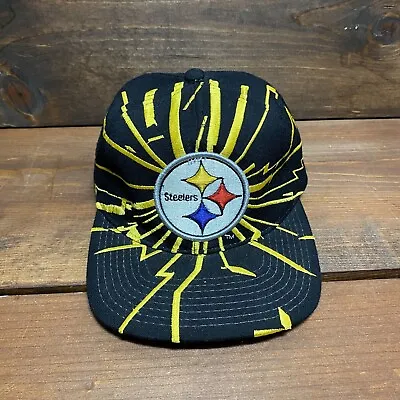 Vintage Pittsburgh Steelers Shockwave Collision Wool Starter Hat Snapback Fit • $75