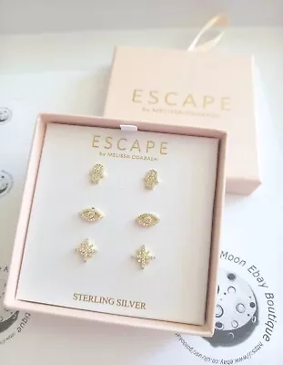 QVC Melissa Odabash BNIB Gold Plated 925 Sterling Silver Boxed Stud Earrings Set • £29.99