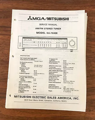 Mitsubishi DA-F640E Tuner Service Manual *Original* • $29.89
