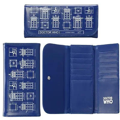 Doctor Who Tardis Blueprint Purse - Soft Touch Vinyl Great Gift Official Bbc • $33.84