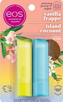 EOS Evolution Of Smooth Vanilla Frappe & Island Coconut Lip Care 2 Pack 0.14 Oz • $10.99