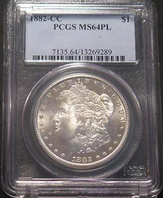 1882-CC U.S. Morgan Silver Dollar $1 PCGS MS64PL 90% Silver Carson City • $559.75