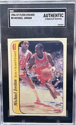 1986-87 Fleer Michael Jordan Sticker #8 Rookie SGC Authentic Trimming Bulls MR1 • $113.50