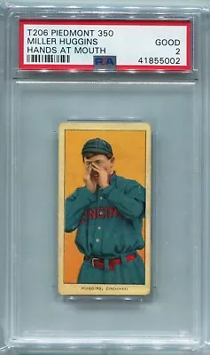 1909-11 T206 Peidmont 350 Miller Huggins Hands At Mouth PSA 2 HOF • $175