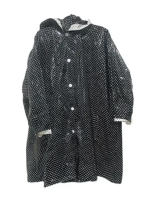 Vintage Raincoat KENN SPORN WIPPETTE Mod Black White Polka Dot Oversized Jacket • $39.99