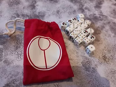 Warhammer 40k Tau Empire Dice WH40K White With Gold Pips And Symbol And Dice Bag • £35