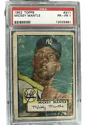 🌟1952 Topps #311 Mickey Mantle PSA 1🌟ROOKIE CARD~RARE FIND~AWESOME INVESTMENT! • $28299