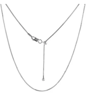 Italian Solid Sterling Silver Adjustable Chain Necklace 925 Silver Chain UNISEX • $23.99