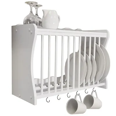 Wall Mounted Kitchen Plate  Storage Rack White WD1890 • £59.99