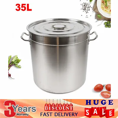 £57 • Buy 35L Large Deep Stainless Steel 201 Cooking Stock Pot With Lid - CATERING UK
